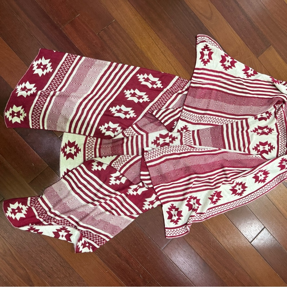 Red and White Navajo woven reversible vest